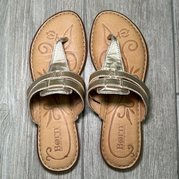 Born Leather Sandals Gold Size 7 - Picture 4 of 12